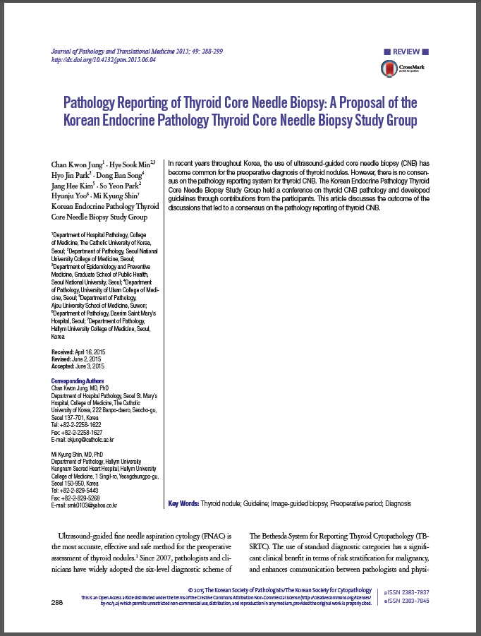 Pathology Reporting of Thyroid Core Needle Biopsy